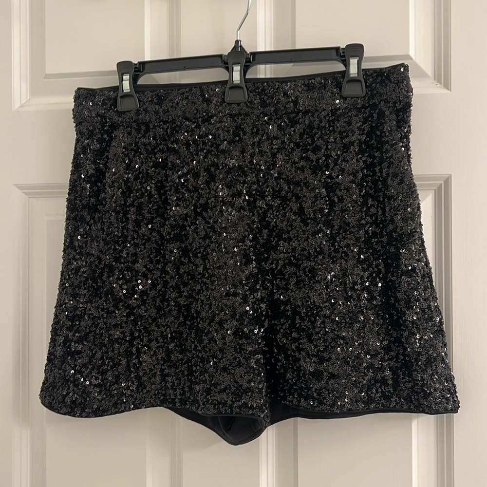 Express Black Sequin Shorts